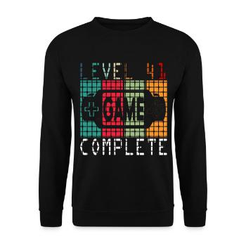 41. Geburtstag Gamer Level 41 Complete 41 Jahre - Unisex Pullover - Schwarz - Vorne - Alina (178cm) & Michal (187cm)