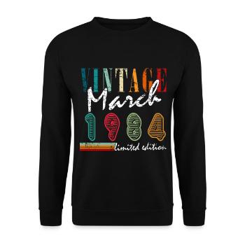 39th birthday Mann Awesome March born 1984 - Unisex Sweatshirt - black - Front - Alina (178cm) & Michal (187cm)