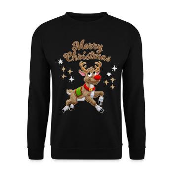 Pixel Reindeer, Reindeer, Christmas Pixelart - Unisex Sweatshirt - black - Front - Alina (178cm) & Michal (187cm)