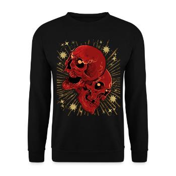 Skull Biker Design, Vintage Skull Skull - Sweat-shirt Unisexe - noir - Devant - Alina (178cm) & Michal (187cm)