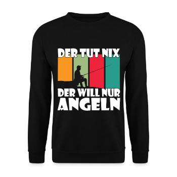 Angler Hobby Fischer Fischen Angeln Fliegenfischen - Unisex Pullover - Schwarz - Vorne - Alina (178cm) & Michal (187cm)