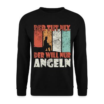 Angeln Fisch Lustig Angler Geschenk - Unisex Pullover - Schwarz - Vorne - Alina (178cm) & Michal (187cm)