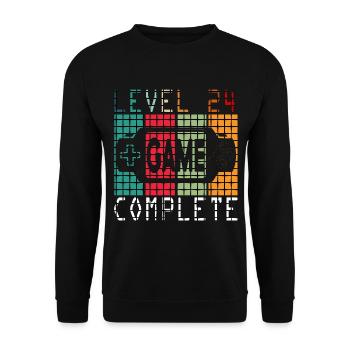 24 Anniversaire Niveau 24 Cadeau de joueur complet - Sweat-shirt Unisexe - noir - Devant - Alina (178cm) & Michal (187cm)