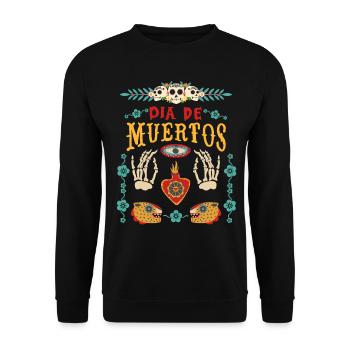 Dia-de-Muertos, Mexiko, Sugar-Skull, Skelett Hände - Unisex Pullover - Schwarz - Vorne - Alina (178cm) & Michal (187cm)