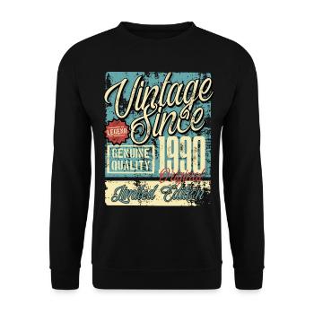 1990 Birthday vintage Retro Legend - Unisex Sweatshirt - black - Front - Alina (178cm) & Michal (187cm)