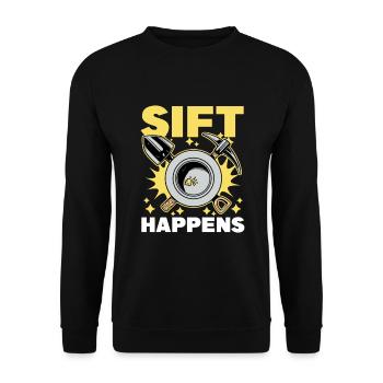Gold schürfen | Goldwaschen Goldschürfer Geschenke - Unisex Pullover - Schwarz - Vorne - Alina (178cm) & Michal (187cm)