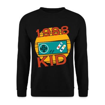 1988 Birthday Awesome since Retro - Unisex Sweatshirt - black - Front - Alina (178cm) & Michal (187cm)