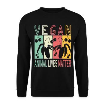 Vegan Veganer Tierleben zählen - Unisex Pullover - Schwarz - Vorne - Alina (178cm) & Michal (187cm)
