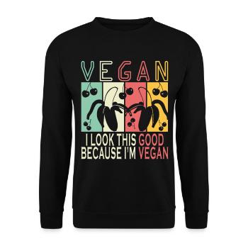 J’ai l’air aussi bien parce que je suis végétalien - Sweat-shirt Unisexe - noir - Devant - Alina (178cm) & Michal (187cm)