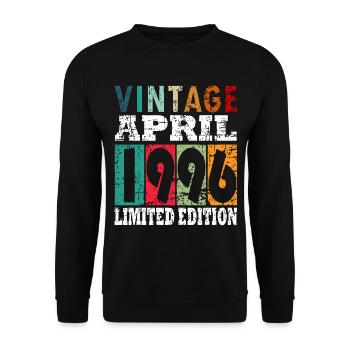 1996 April Limited Edition 27. Geburtstag Outfit - Unisex Pullover - Schwarz - Vorne - Alina (178cm) & Michal (187cm)