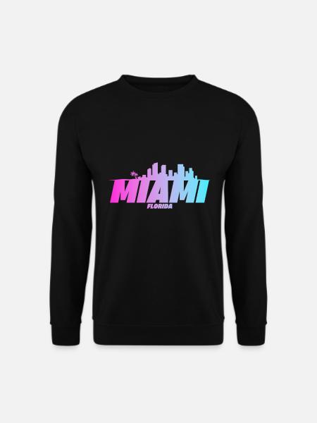 Miami Retro Florida Palmen Skyline Strand - Unisex Pullover - Schwarz