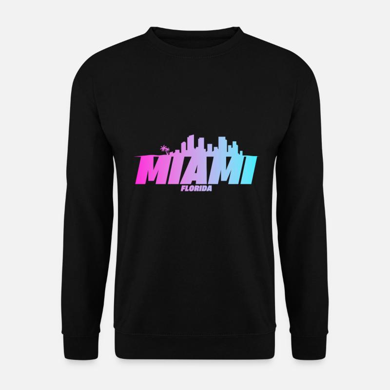 Miami Retro Florida Palmen Skyline Strand - Unisex Pullover - Schwarz