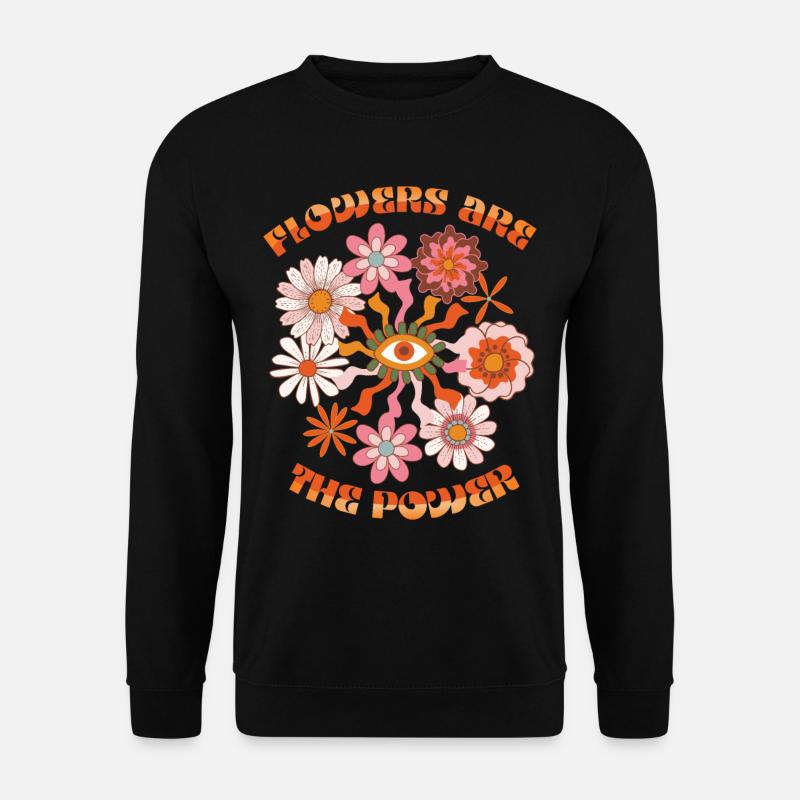 Vintage-1970 Retro-70er Jahre Groovy Blumen Spruch - Unisex Pullover - Schwarz