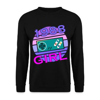 Level 35 Freigeschaltet Awesome seit 1988 Funny - Unisex Pullover - Schwarz - Vorne - Alina (178cm) & Michal (187cm)