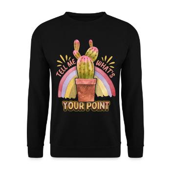 Kaktus-Illustration, Kakteen, Stacheln Spruch, Pun - Unisex Pullover - Schwarz - Vorne - Alina (178cm) & Michal (187cm)
