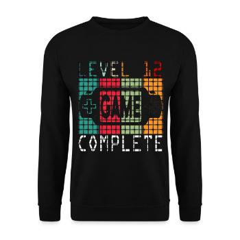 Kids Level 12 Years Birthday Shirt Gamer Shirt - Unisex Sweatshirt - black - Front - Alina (178cm) & Michal (187cm)