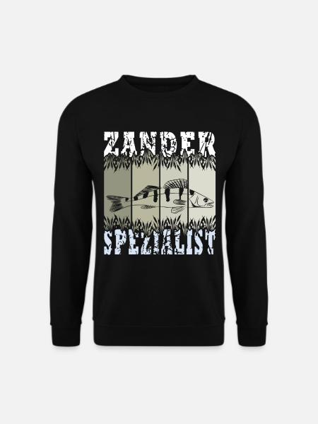 Zander Crew - Angeln, Angler Geschenk - Unisex Pullover - Schwarz