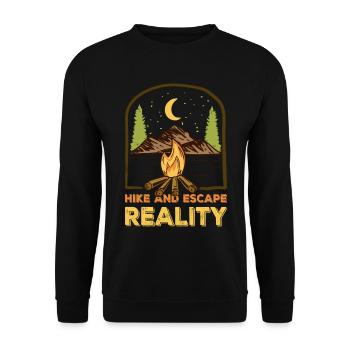funny hiking Hike and escape from reality - Unisex Sweatshirt - black - Front - Alina (178cm) & Michal (187cm)