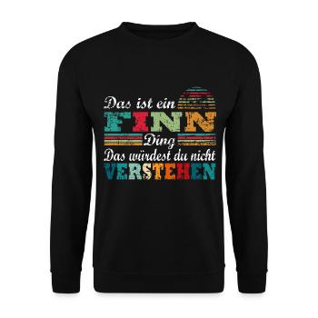 Vorname Finn FINN - Unisex Pullover - Schwarz - Vorne - Alina (178cm) & Michal (187cm)