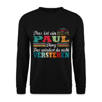 Name Paul - Unisex Pullover - Schwarz - Vorne - Alina (178cm) & Michal (187cm)