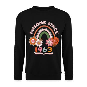 Anniversaire de style rétro, né en 1963 dicton vintage - Sweat-shirt Unisexe - noir - Devant - Alina (178cm) & Michal (187cm)