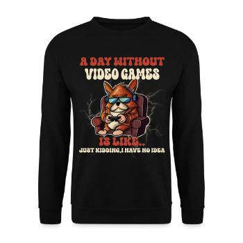 Hund Gaming Gamer Zocken Zocker - Unisex Pullover - Schwarz - Vorne - Alina (178cm) & Michal (187cm)