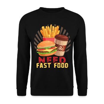 Restauration rapide, Burgers, Hamburgers, Frites - Sweat-shirt Unisexe - noir - Devant - Alina (178cm) & Michal (187cm)