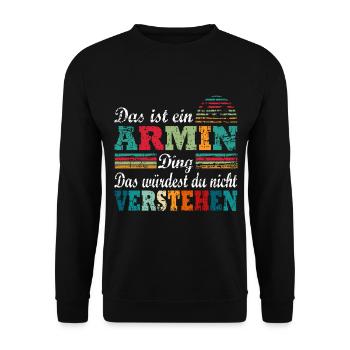 Name Armin ARMIN - Unisex Pullover - Schwarz - Vorne - Alina (178cm) & Michal (187cm)