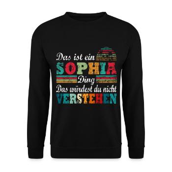 Name Sophia - Unisex Pullover - Schwarz - Vorne - Alina (178cm) & Michal (187cm)