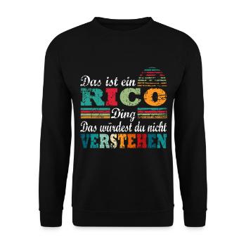 Rico Name - Unisex Pullover - Schwarz - Vorne - Alina (178cm) & Michal (187cm)