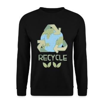 Recycle Recycling Handgemaltes Design Umweltschutz - Unisex Pullover - Schwarz - Vorne - Alina (178cm) & Michal (187cm)