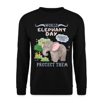 Rette die Elefanten, Tag des Elefanten, Elefant - Unisex Pullover - Schwarz - Vorne - Alina (178cm) & Michal (187cm)
