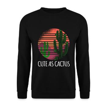 Kaktus-Illustration, Kakteen, Stacheln Spruch - Unisex Pullover - Schwarz - Vorne - Alina (178cm) & Michal (187cm)