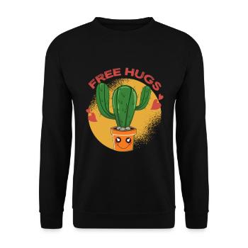 Free Hugs - Cactus, funny saying - Unisex Sweatshirt - black - Front - Alina (178cm) & Michal (187cm)