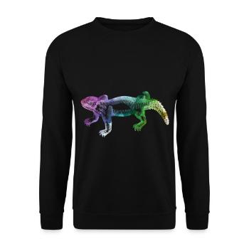 Leguan Reptil Echse - Unisex Pullover - Schwarz - Vorne - Alina (178cm) & Michal (187cm)