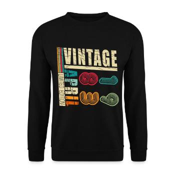 April 1983 vintage retro Geburtstag - Unisex Pullover - Schwarz - Vorne - Alina (178cm) & Michal (187cm)