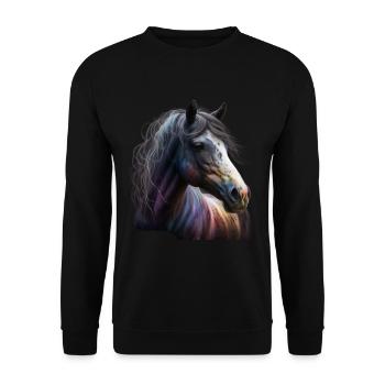 Pferdekopf Bunt füt Reiter - Unisex Pullover - Schwarz - Vorne - Alina (178cm) & Michal (187cm)