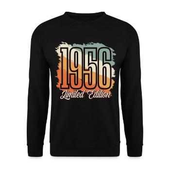 1956 Year of birth Birthday Year of construction Vintage Retro - Unisex Sweatshirt - black - Front - Alina (178cm) & Michal (187cm)