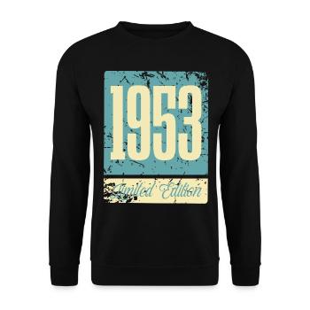 1953 Born Birthday Year of birth - Unisex Sweatshirt - black - Front - Alina (178cm) & Michal (187cm)