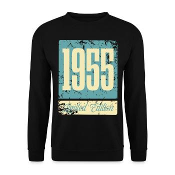 1955 Born Birthday Year of birth - Unisex Sweatshirt - black - Front - Alina (178cm) & Michal (187cm)