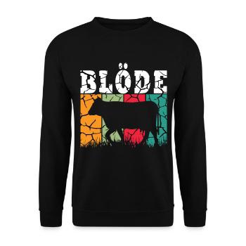 BLÖDE KUH - TIER - TIERISCH - TIERCHEN - Unisex Pullover - Schwarz - Vorne - Alina (178cm) & Michal (187cm)