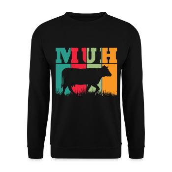 Muh Kuh - Unisex Pullover - Schwarz - Vorne - Alina (178cm) & Michal (187cm)