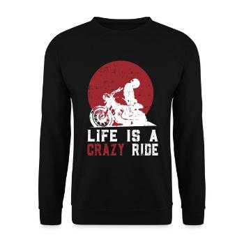 Motorrad Biker Chopper Geboren - Unisex Pullover - Schwarz - Vorne - Alina (178cm) & Michal (187cm)
