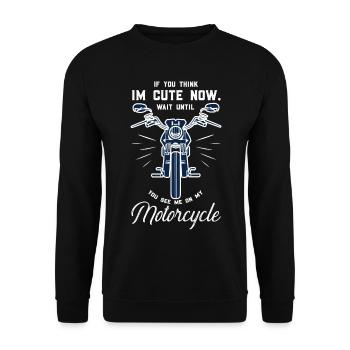 Motard Chopper à l’ancienne - Sweat-shirt Unisexe - noir - Devant - Alina (178cm) & Michal (187cm)
