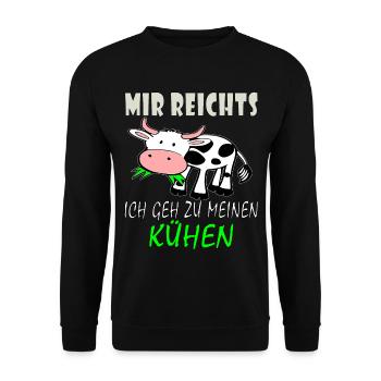 Mir Reichts Ich Geh Zu Meinen Kühen - Kuh Shirt - Unisex Pullover - Schwarz - Vorne - Alina (178cm) & Michal (187cm)
