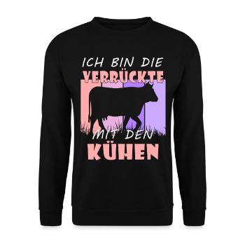 Kuh Kühe - Unisex Pullover - Schwarz - Vorne - Alina (178cm) & Michal (187cm)