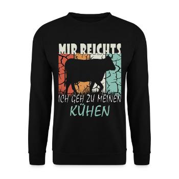 Kuh Landwirt Bauernhof Kinder Landwirtschaft Bauer - Unisex Pullover - Schwarz - Vorne - Alina (178cm) & Michal (187cm)