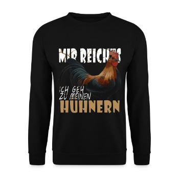 Landwirt Landwirte Huhn Hühner Spruch - Unisex Pullover - Schwarz - Vorne - Alina (178cm) & Michal (187cm)