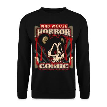 Funny Horror Mouse, Comic, Poster Skull Mad Mouse - Unisex Sweatshirt - black - Front - Alina (178cm) & Michal (187cm)