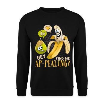 Bananen Witz, lustige Banane Appealing Wortspiel - Unisex Pullover - Schwarz - Vorne - Alina (178cm) & Michal (187cm)